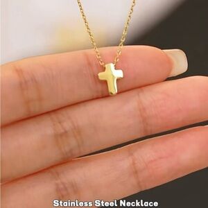 Waterproof Stainless Steel Cross Necklace Tiny Cross